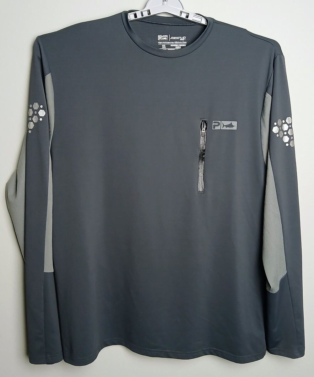 Pelagic Aeroflex Tek Fishing Shirt Mens XXL Gray Long Sleeve Performance UPF 50